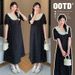 Summer New Korean Fashion Floral Patchwork Lace Trim Long Maternity Dress_ecoleips.com