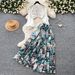 Women's Clothing Elegant Two Piece Set Resort Style White Openwork Top With Printed A-Line Skirt Sophisticated Mid-Calf Spring Autumn Wear_ecoleips.com