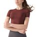 Women's Clothing Short Sleeved Waist Slimming Sports Fitness Clothes Tops Round Neck Breathable Quick Drying Pilates T Shirt_ecoleips.com