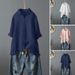 Women's Cotton And Linen Casual Single-breasted Ruffle Edge Short-sleeved Shirt_ecoleips.com