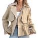 ng2510292 European American Style Short Trench Coat Women, New Spring Autumn Collection, With A Drawstring Waist, Loose Fit,_ecoleips.com