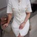 Elegant Knit Short Sleeve Button-Down Dress round Neck A-Line Fit Office Casual Wear Breathable Polyester Blend White Black S M L_ecoleips.com