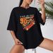 Women's Casual Black T-Shirt round Neck Short Sleeve Loose Print Sporty Simple Top_ecoleips.com