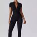 Women's Nude Zipper Short Sleeved Yoga Suit Quick Drying Breathable Jumpsuit American Style Outdoor Sports Fitness Clothes_ecoleips.com