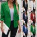 Women's Tailored Blazer With Button Front & Waist Belt – Mid-Length 3/4 Sleeve Business Casual Jacket (S-Xxl, Black/White/Navy/Blue/Green/Red)_ecoleips.com