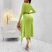 Women's Fashionable Elegant Solid Color Round Neck Long Sleeved Top And Ruffle Skirt Set_ecoleips.com