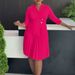 Elegant A-Line Pleated Dress With Notched Collar - Plus Size Women's Office Dress In Soft Stretch Polyester_ecoleips.com