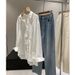 Women's Clothing White Linen Shirt Summer Thin Loose Temperament Old Money Style High End Cotton And Linen Shirt Sun Protection Top_ecoleips.com