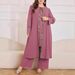 Modest Evening Dress Women's Middle Eastern Traditional Attire Solid Color Sequined Long Sleeved Top With Loose Fitting Trousers Casual Muslim Suit_ecoleips.com