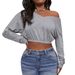 Voya New European And American Sexy V-neck Top T-shirt For Women's Clothing, Casual Sports Fashion Cut Short Hoodie_ecoleips.com