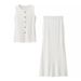Women's Clothing Summer Fashion Slim Vest Solid Color Slim Hip Two Piece Knitted Long Skirt Suit_ecoleips.com