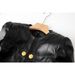 Aria Basics 2023 European And American Cross-border PU Leather Patchwork Round-neck Padded Shoulder Cardigan High Street Style_ecoleips.com