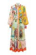 Women's Clothing New Printed Fashion Long Sleeved Puff Sleeves Lace Up Big Swing Dress_ecoleips.com