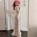 Women's Long Sleeve Crochet Lace Suspender Dress Sexy Temperament Vest_ecoleips.com