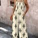 K Positioning Printed Women's New Suspender Pocket Jumpsuit Thin Wide Leg Pants_ecoleips.com