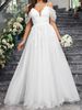 Women's Clothing Solid Color V Neck Sling Mesh Wedding Elegant Slim Big Swing Wedding Ladies Wedding Dress Evening Dress_ecoleips.com