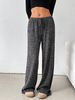 Women's Casual Striped Solid Color Cotton Straight Leg Pants With Elastic Drawstring Spring Autumn European American Style_ecoleips.com