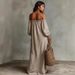 2026 Summer New Elegant Casual Loose One Collar Striped Dress For Women_ecoleips.com