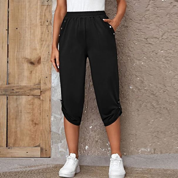 K New Fashionable And Casual Seven Point Elastic Pants For Women_ecoleips.com
