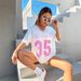 Women's Vintage Oversized Jersey Tee Distressed Number Print Streetwear Top Breathable Cotton Blend Summer T-Shirt_ecoleips.com