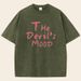 Fashion Womans Cotton Washed T-shirts The Devil's Moon Letter Prints Tops Casual O-Neck Oversize Tees Street Female Clothes_ecoleips.com