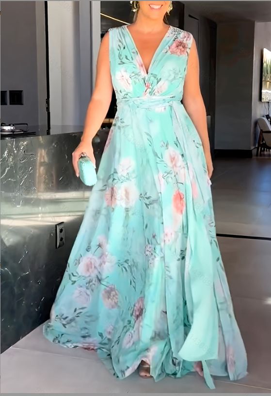 In Stock European And American Foreign Trade New Women's Clothing Off-Shoulder Printed Summer Backless Dress High_ecoleips.com