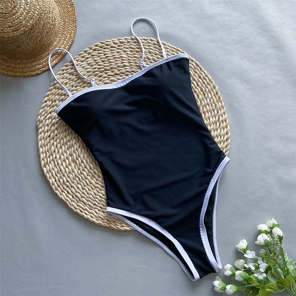 2025 New Sexy Splicing High Leg Cut Women Swimwear One Piece Swimsuit Female Monokini Padded Bather Bathing Suit Swim K5622_ecoleips.com