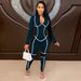 Women's Clothing Seamless Color-Block Long Sleeve Bodycon Jumpsuit - High Waisted Stretchy Polyester Pencil Pants With Zip Detail, Sexy & Stylish_ecoleips.com