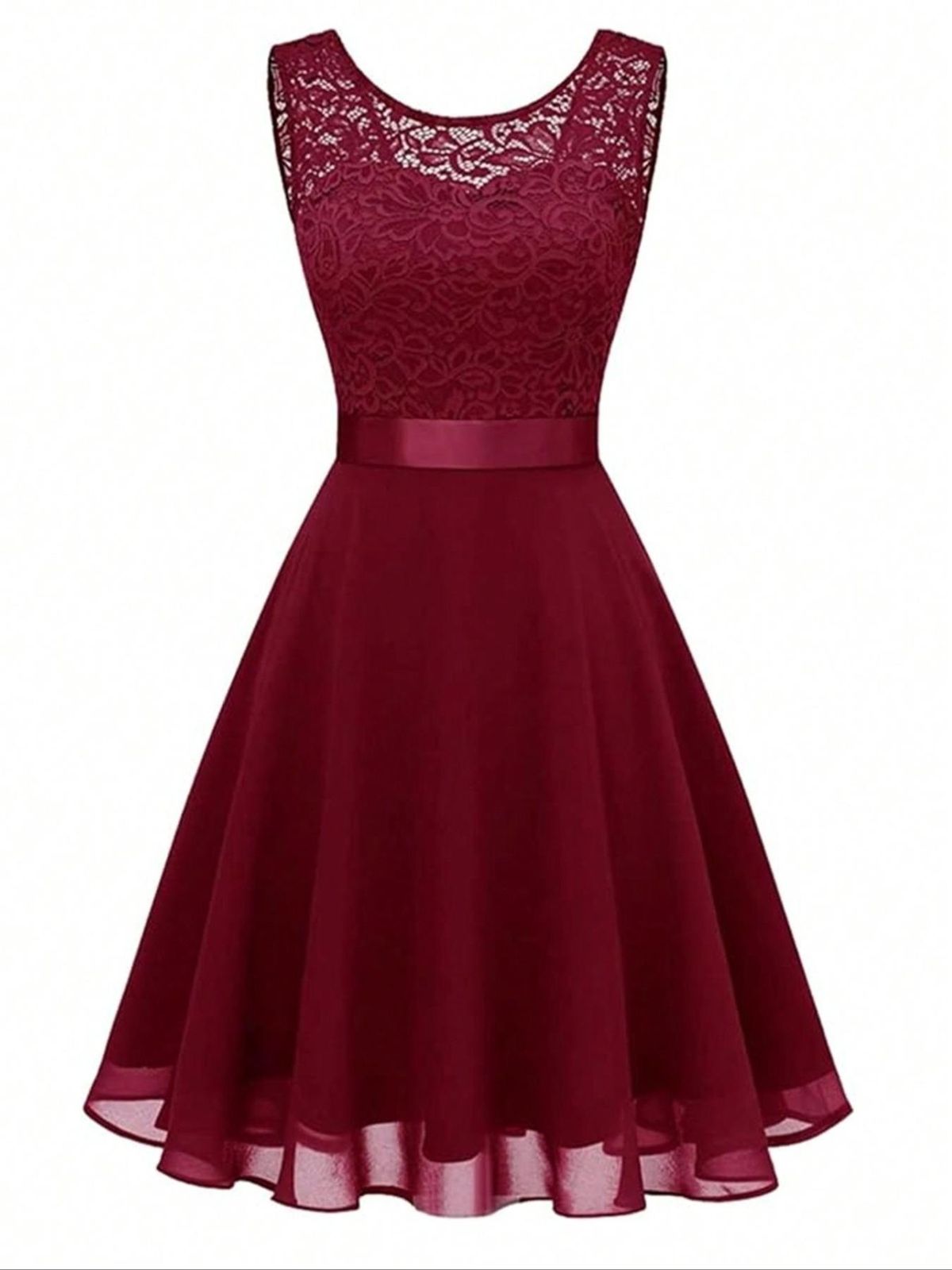 European And American Cross-border Spring/summer New Sleeveless Elegant Lace Hepburn Patchwork Dress_ecoleips.com