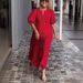 Women's Clothing Summer Macaron Color Puff Sleeve Round Neck A-Line Long Dress Style Casual Hollow Out Women's Clothing_ecoleips.com
