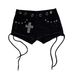 Y2K Summer Men's And Women's High Street Gothic Cross Rhinestone Design Trendy Niche Millennial Shorts_ecoleips.com
