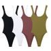 Women's Slim Fit Ribbed Knit Jumpsuit Solid Color Ice Cream Color European And American Style Summer New Arrival_ecoleips.com