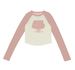 Women's American Style Sweet Sexy Raglan Sleeve Long T-Shirt Letter Print Short Slimming Simple Top_ecoleips.com