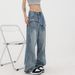 KEN STUDIO Retro-style Wide-leg Jeans For Women, New High-waisted Straight-leg Floor-length Pants_ecoleips.com