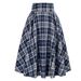 K High-waisted Plaid Full-skirt Fashion Women's Plaid Elastic Waist A-line Skirt_ecoleips.com