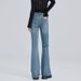 Nostalgic Retro-colored Flared Jeans For Women, 2026 Spring New High-waisted, Slightly Stretchy, Slimming, Stylish,_ecoleips.com