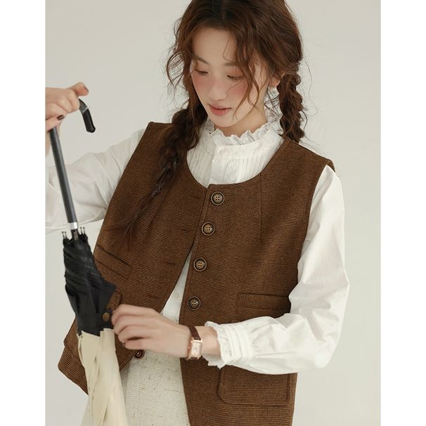 Aria Basics French Retro Versatile British-style Layered Outerwear Vest For Women, 2025 Autumn And Winter New Model, High-end Feel,_ecoleips.com