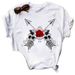 Foreign Trade Women's Fashion Printed Vintage Rose And Musical Note T-shirts Wholesale_ecoleips.com