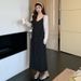 Autumn New Korean Fashion Cardigan + Strap 2-Piece Maternity Dress_ecoleips.com