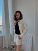 Casual Suit, Long-sleeved Zipper Lapel Top, Elastic Shorts, Striped Decorative Two-piece Set_ecoleips.com