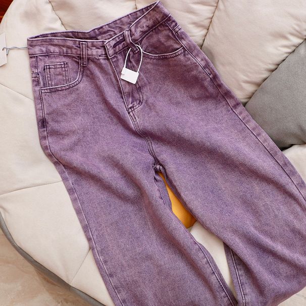 Women's Clothing Slim High Waist Distressed Wide Leg Trousers_ecoleips.com