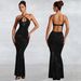 Women's Rhinestone Bodycon Dress – Stretch Milk Silk Fabric, Sleeveless & Strappy | Elegant Sexy Fit For Evening & Party | Black & Beige | S-XXL_ecoleips.com