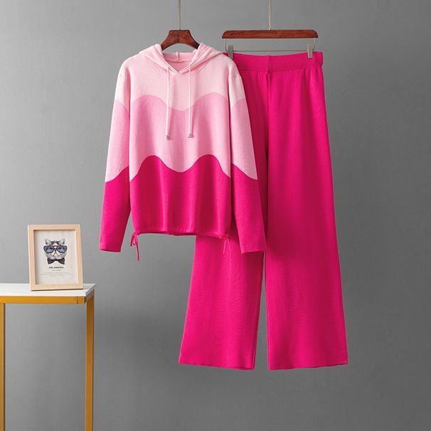 European And American Style Autumn Winter Fashion Set Solid Color Hooded Sweatshirt Casual Two Piece Women's Clothing_ecoleips.com