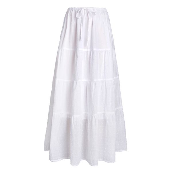 K Women's Drawstring Adjustable Half Length Skirt With High Waist And Elastic Four Section Long Skirt_ecoleips.com