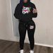 Women's Fashionable Casual Street Dance Sweatshirt And Sweatpants Set Autumn Winter Warm PWR Pattern Print Girl Outfit_ecoleips.com