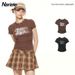 HeyHenry Summer Ruffled Slim Fit Printed round Neck T-Shirt Street Style Niche Hot Girl Top_ecoleips.com