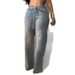 Bling High-Waisted Wide-Leg Jeans Rhinestone Belt Distressed Hem Streetwear Chic 95% Cotton Stretch S-XXL Women's Denim_ecoleips.com