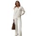 Women's Clothing Women's Knitted Collar Sweater Set Long Sleeved Top And Trousers Two Piece Warm Autumn Winter Style_ecoleips.com