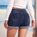 Denim Shorts For Women - High Stretch Vintage Washed Jeans Shorts With Roll-Up Hem, Mid Waist Comfort Fit, Summer Casual Streetwear_ecoleips.com