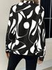 K Women's New Casual Long Sleeved Shirt With Geometric Print V-neck Shirt_ecoleips.com